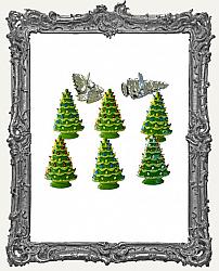 Decorated Retro Christmas Tree Brads - 12 Piece