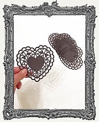 Limited Edition Lace Heart Doily Paper Valentine Hearts 4 Inch - Set of 6 - Black