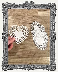 Limited Edition Lace Heart Doily Paper Valentine Hearts 4 Inch - Set of 6 - White