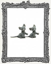 Extra Small Miniature Happy Grey Mice - Vintage New Old Stock - 2 Pieces