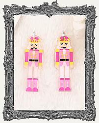 Vintage Christmas Acrylic Charms - Set of 2 - Pink Nutcracker