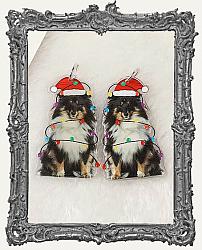 Vintage Christmas Double Sided Acrylic Charms - Set of 2 - Christmas Lights Dog