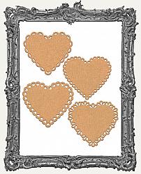 Layered Chipboard Scalloped Heart Ornaments - Set of 4