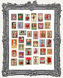 36 Vintage Valentine Stamps Paper Cuts