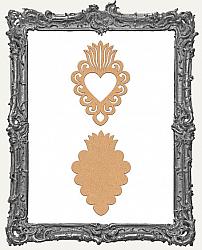 Layered Chipboard Sacred Heart One Set - 2 Pieces - Style 1