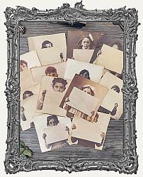 Die Cut Handmade Coffee Stained Ephemera - Pack of 12 - Children with Blank Signs