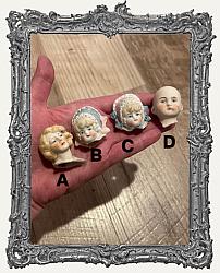 ONE Rare Painted Antique German China Doll Head Group A For Assemblage - Your Choice