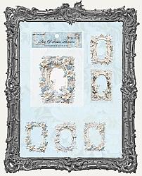Die Cut Embossed Cardstock Floral Frames - Pack of 10 - Blue Collection