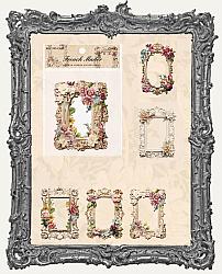 Die Cut Embossed Cardstock Floral Frames - Pack of 10 - Cream Collection
