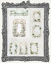 Die Cut Embossed Cardstock Floral Frames - Pack of 10 - Green Collection