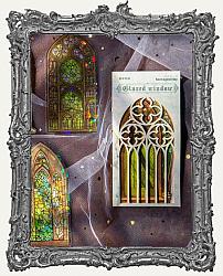 Clear Die Cut Stickers - Pack of 10 - Stained Glass Arch Windows Green Collection