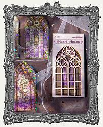 Clear Die Cut Stickers - Pack of 10 - Stained Glass Arch Windows Purple Collection