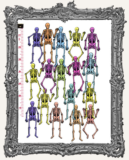 17 Vintage Skeleton Paper Cuts - Colored