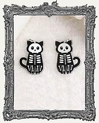 Halloween Double Sided Acrylic Charms - Set of 2 - Skeleton Cat