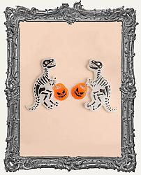 Halloween Double Sided Acrylic Charms - Set of 2 - Glow Dino Skeleton