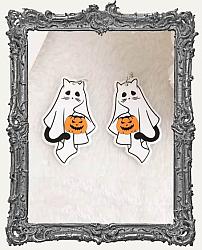 Halloween Double Sided Acrylic Charms - Set of 2 - Ghost Cat