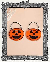 Vintage Halloween Double Sided Acrylic Charms - Set of 2 - Pumpkin Bucket