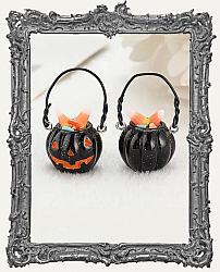 Mini Resin Halloween Filled Pumpkin Bucket - 1 Piece - BLACK GLITTER