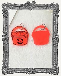 Vintage Acrylic Charms - Set of 2 - Halloween Bucket ORANGE