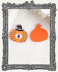 Vintage Halloween Acrylic Charms - Set of 2 - Pumpkin Eye