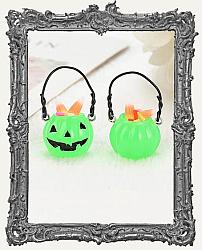 Mini Resin Halloween Filled Pumpkin Bucket - 1 Piece - GREEN