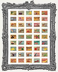 Die Cut Opaque Glossy Stickers - Pack of 45 - Vintage Grocery Labels